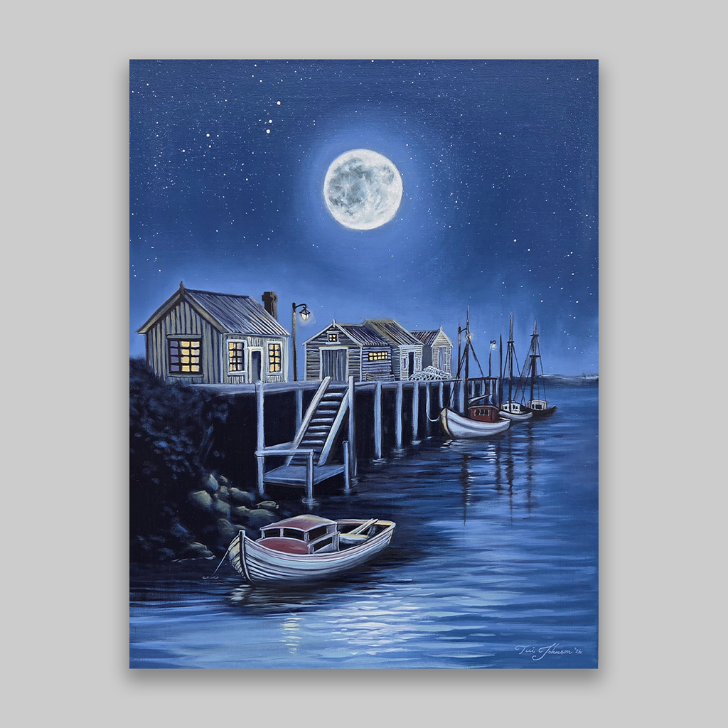 Blue Moon on the Water | Original Oil Painting