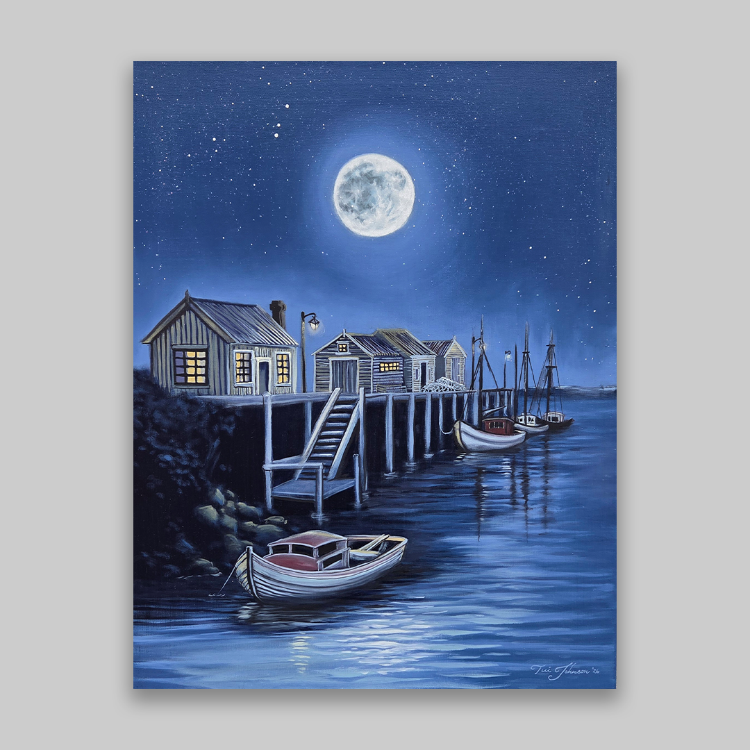 Blue Moon on the Water | Original Oil Painting