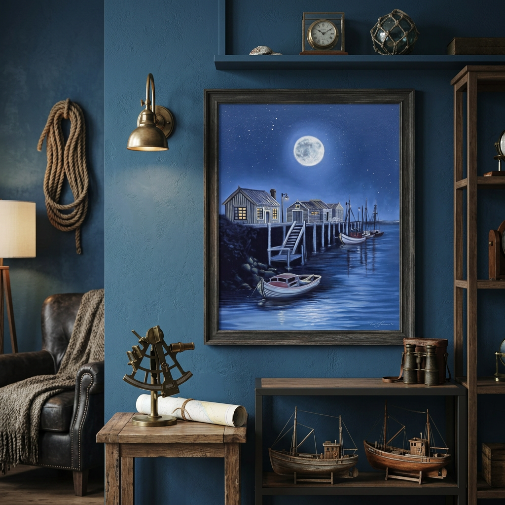 Blue Moon on the Water | Original Oil Painting