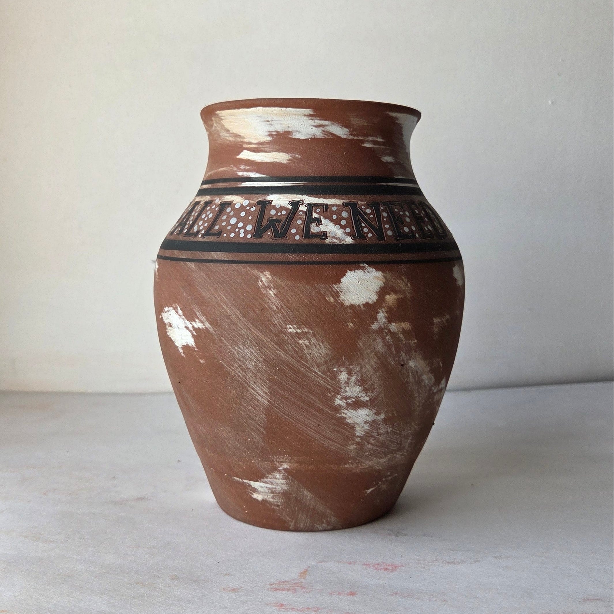 "All We Need is Love + Pottery" Handmade Ceramic Vase - Black & White Design