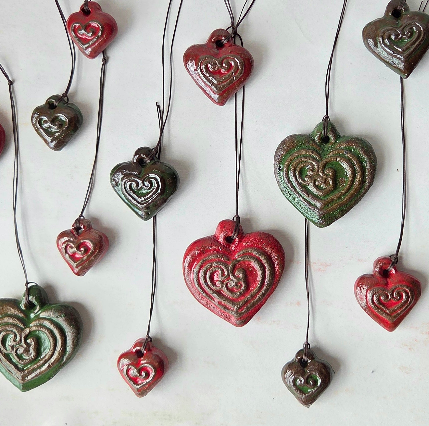 Aro-HeArts - Wood-Fired Ceramic Heart Ornament with Koru Design