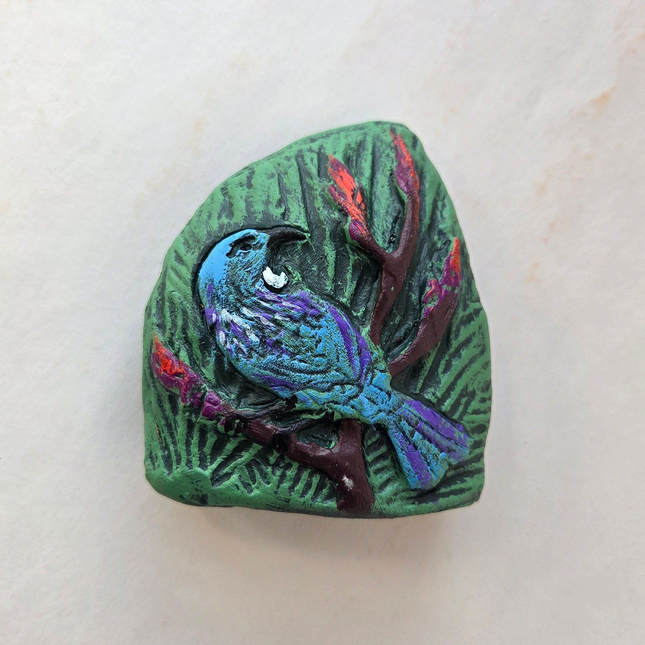 Hand-Painted Tūī Bird Ceramic Ornament | NZ Native Bird Art